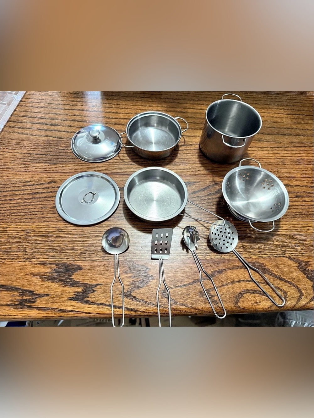 Pots pans Toy kitchen Cookware and Utensil Set Silver